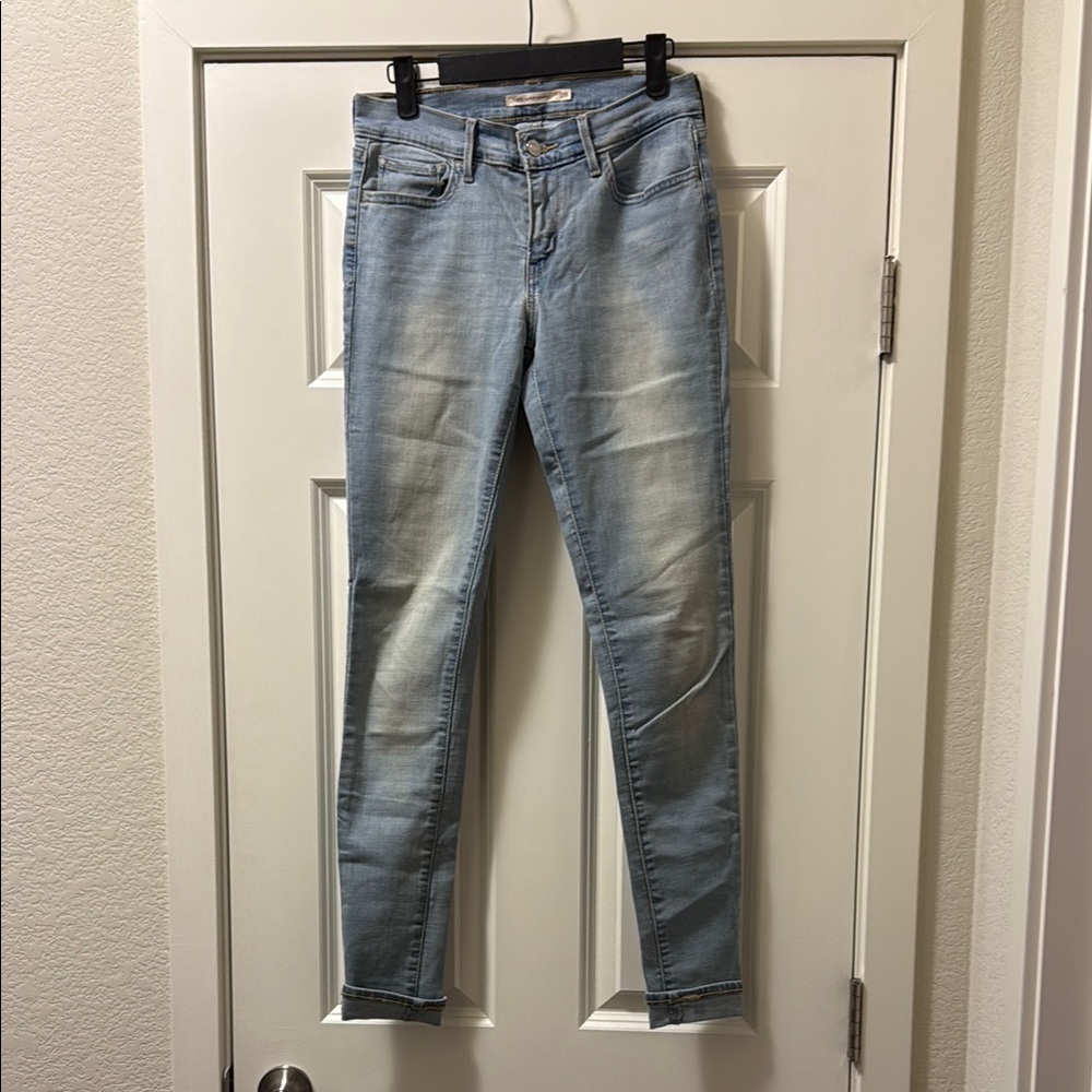 Levi's Blue Skinny Jeans with Stretch and Distressed Details